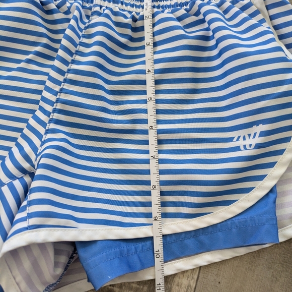 Varsity Spirit Cheer Shorts Size Small Striped Blue White - Picture 5 of 6